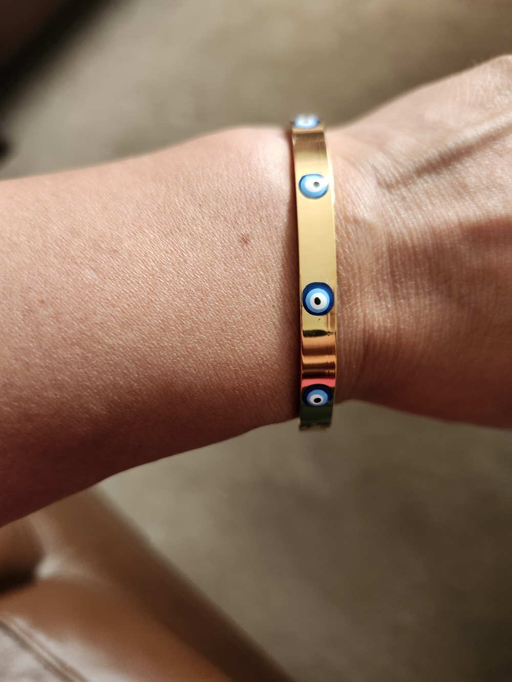 Gold Evil Eye Bangle Bracelet - Fashion Wearable